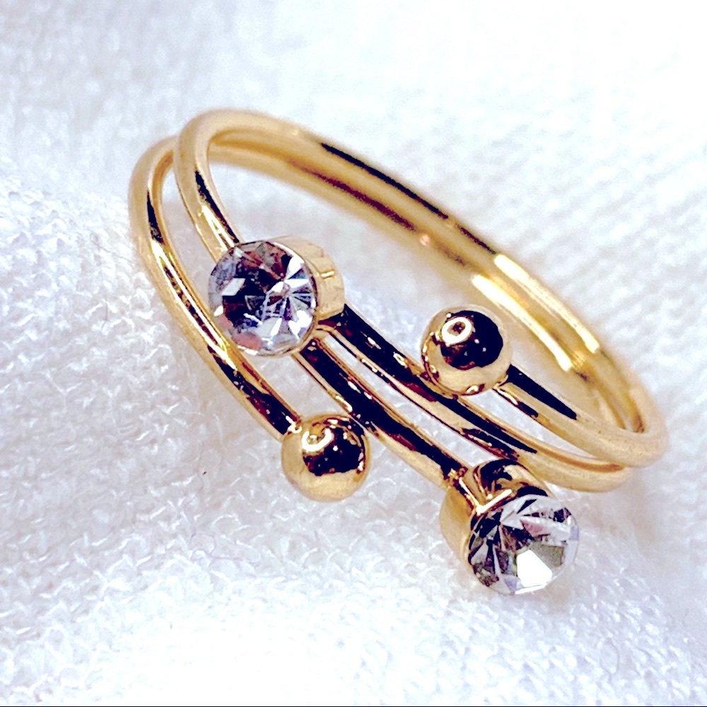 ❣️$25/3❣️ Gold Plated Rhinestone 2 Ring Set - Picture 4 of 10